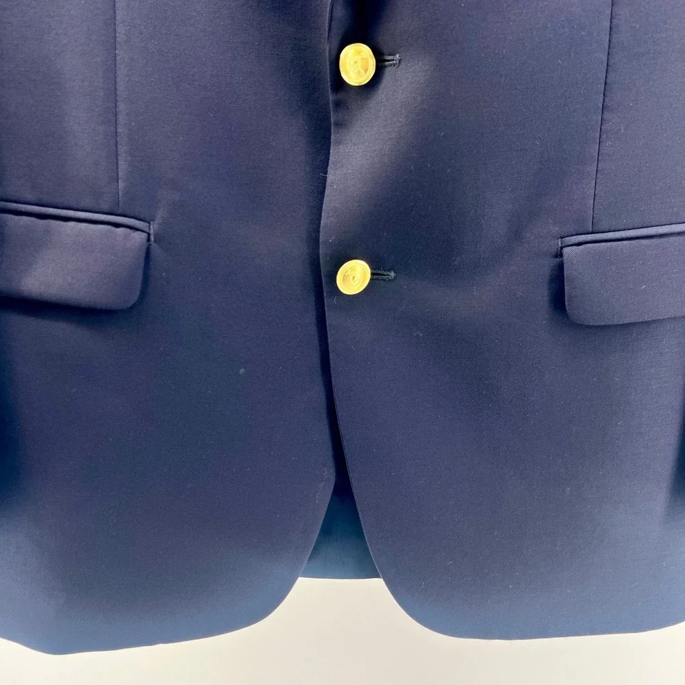 Lauren Ralph Lauren Blazer Men 40R Navy Blue Gold Button Wool Blend‎ Sport 0772